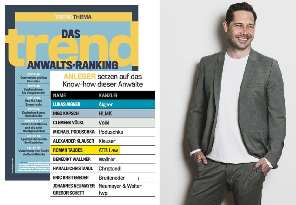Anwaltsranking 2025 – Roman Taudes zählt zu den besten Anwälten Österreichs im Anlegerrecht